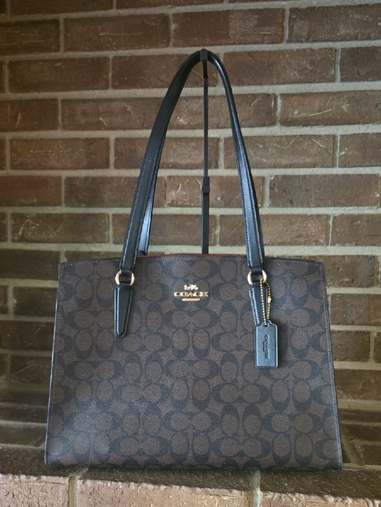 Handbags - COACH TATUM 40 CARRYALL IN SIGNATURE CANVAS /LEATHER /BROWN/ BLACK